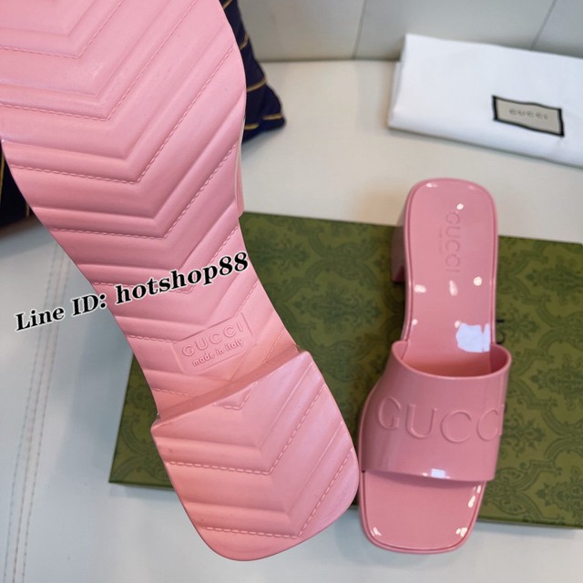 Gucci2021新款G家高跟果凍女鞋 古齊時尚女士拖鞋 dx1215